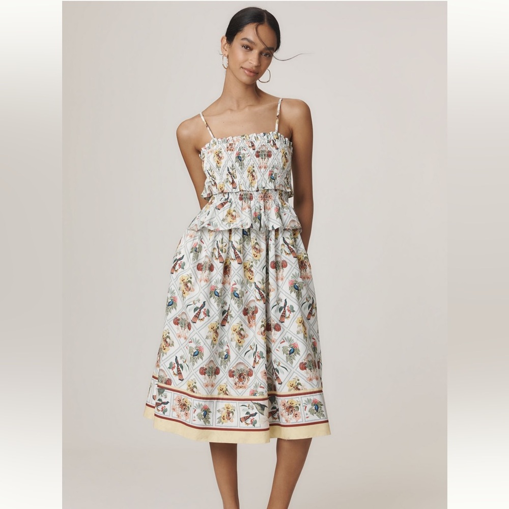 NWT - Smocked Peplum Midi Dress